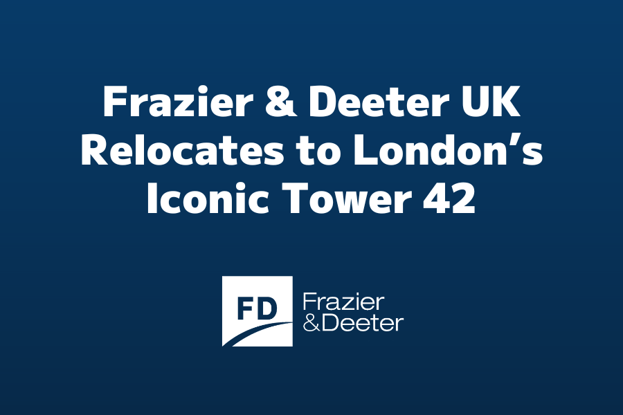 Frazier & Deeter UK Relocates to London’s Iconic Tower 42
